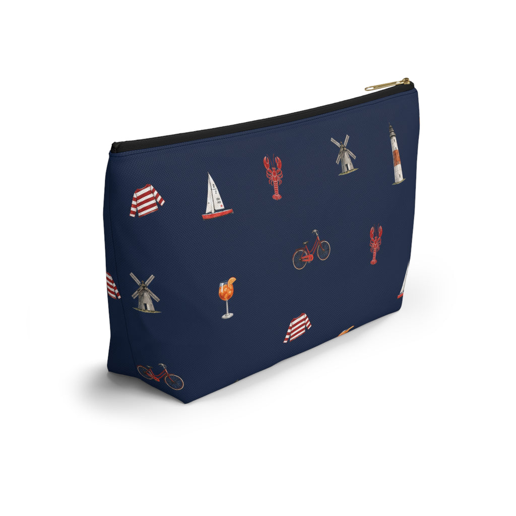 Icons of The Hamptons Large Navy Blue Pouch — T-Bottom Makeup & Travel Organizer