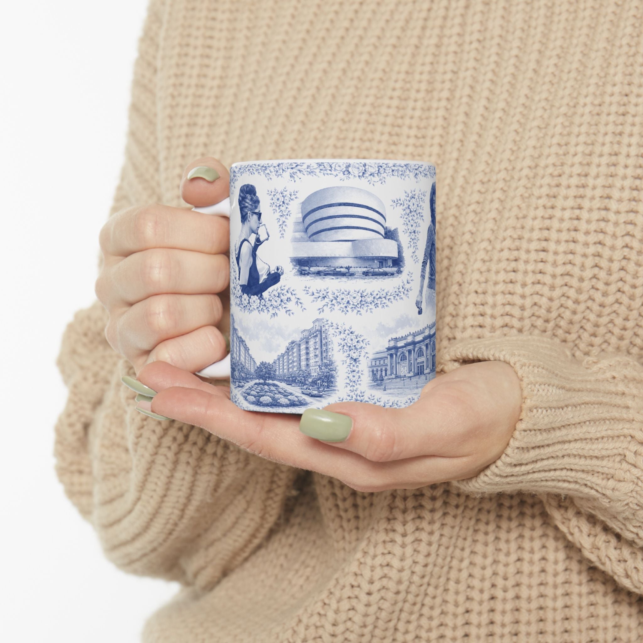Upper East Side Blue and White Toile de Jouy Mug | New York Chinoiserie Ceramic Mug