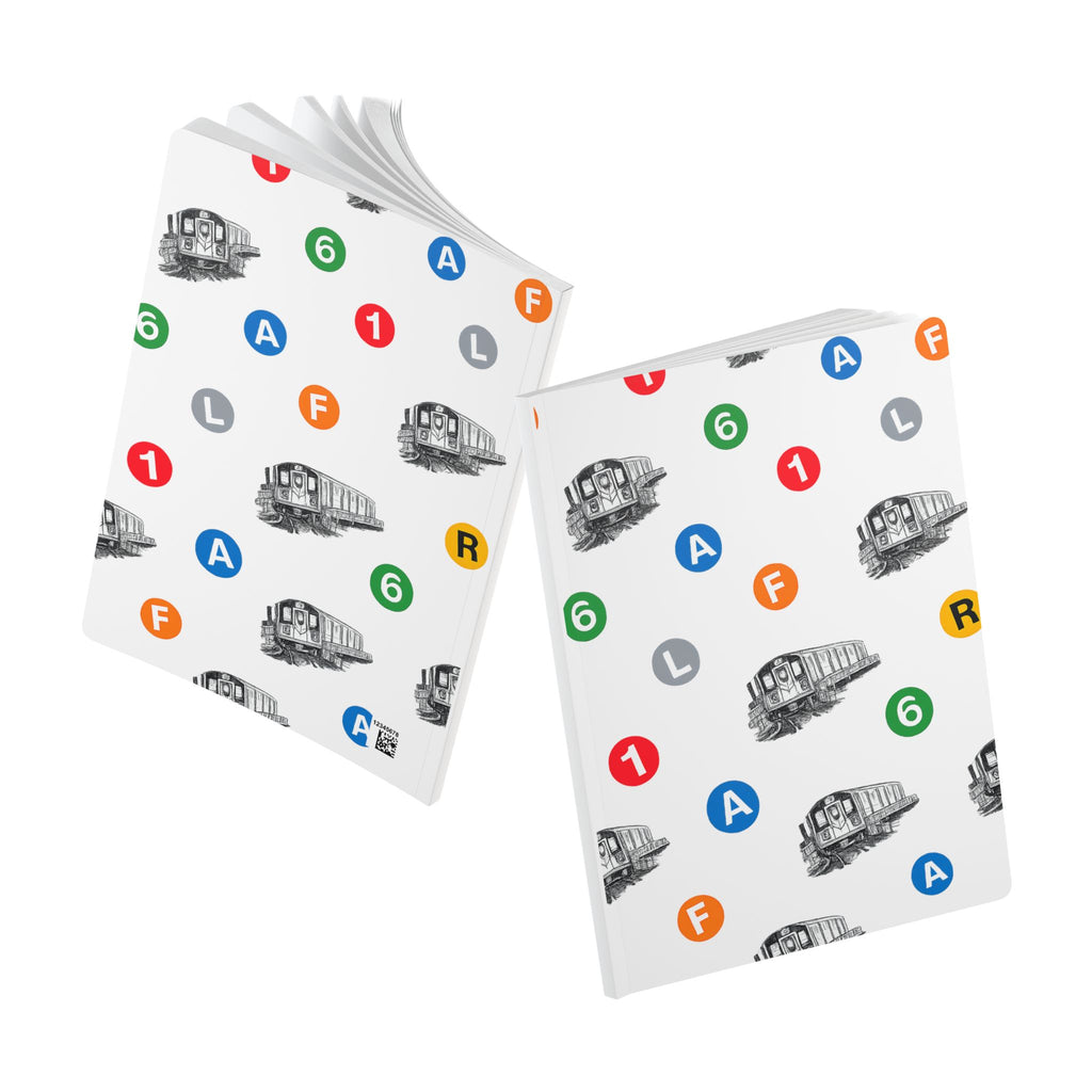 New York Subway Train Transit Icons  Pattern Journal | NYC Metro Subway Pattern Softcover Notebook