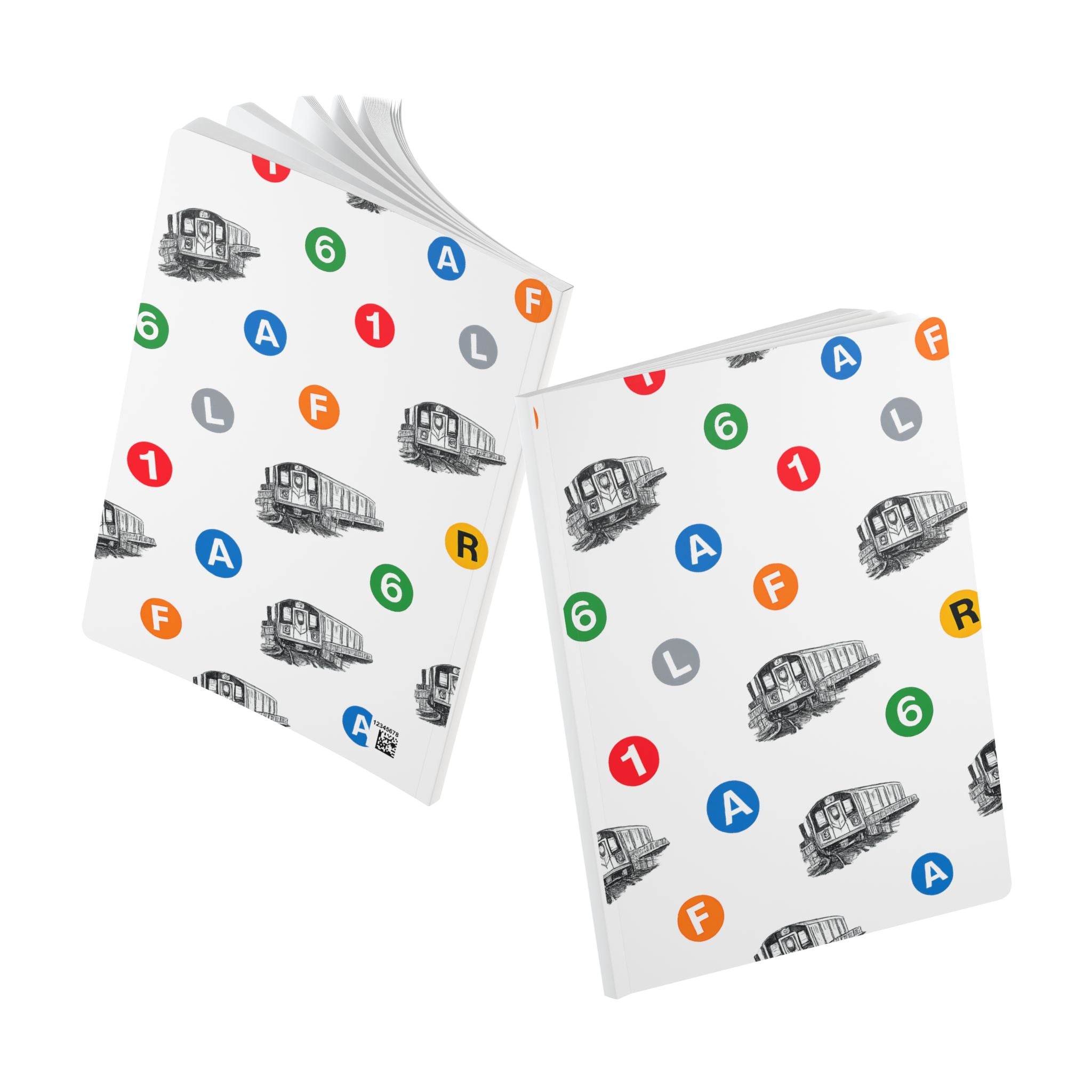 New York Subway Train Transit Icons  Pattern Journal | NYC Metro Subway Pattern Softcover Notebook
