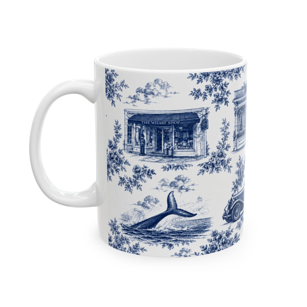 Sag Harbor Blue Toile de Jouy Mug | Hamptons Chinoiserie Ceramic Coffee Cup