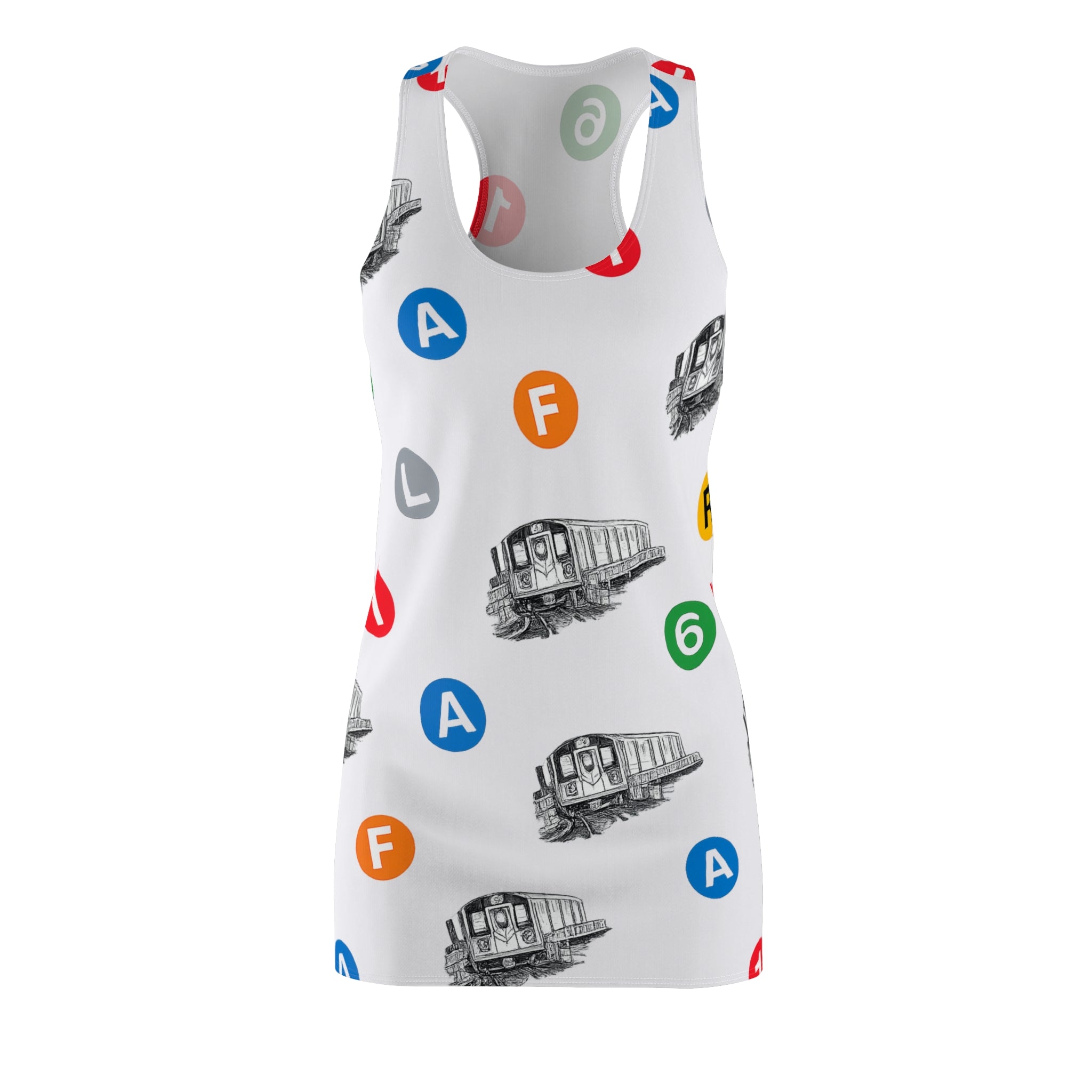 Vestido nadador con íconos de las líneas del metro de Nueva York - Cubrebañador con el tren de Nueva York