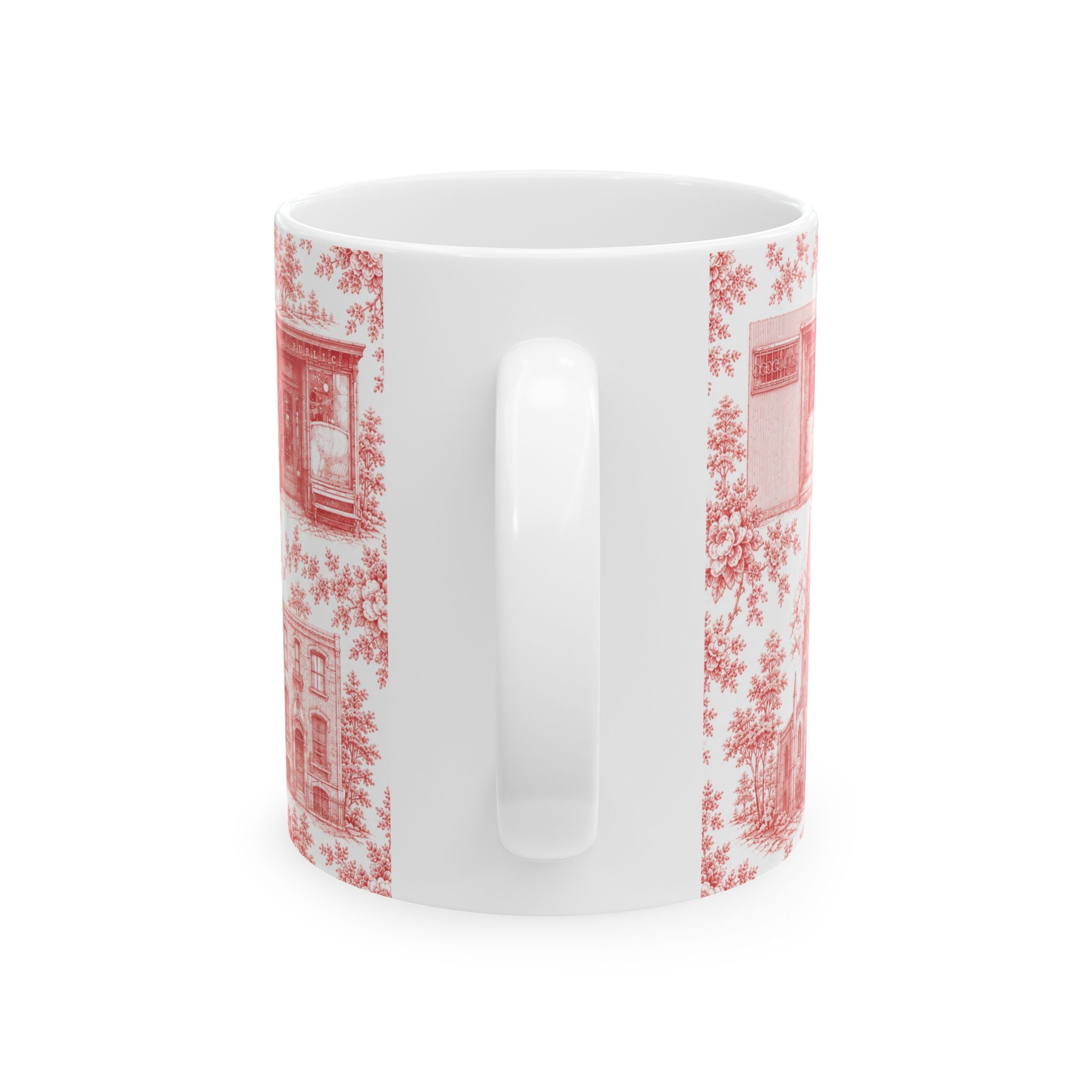 Cobble Hill Red Toile de Jouy Mug | NYC Chinoiserie Ceramic Coffee Cup