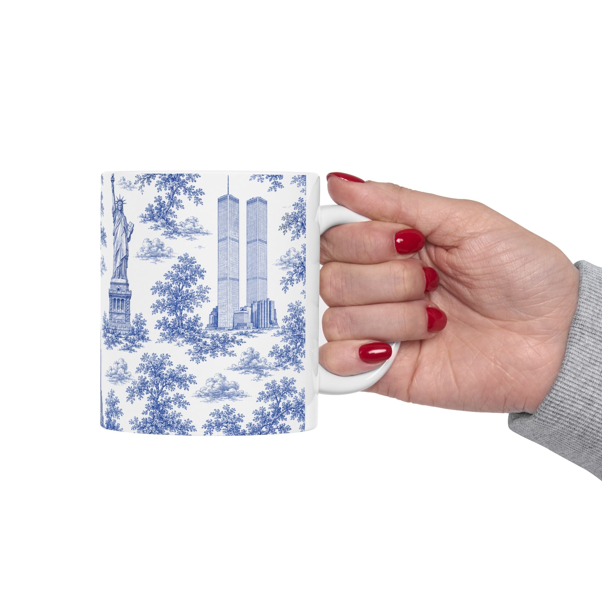 Manhattan BlueToile de Jouy Mug | New York City Chinoiserie Ceramic Mug