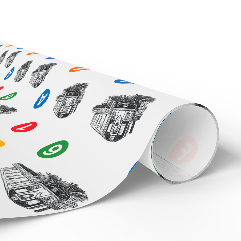 Subway Train & Transit Icons Gift Wrap Papers | NYC Metro Subway Pattern Wrapping Paper