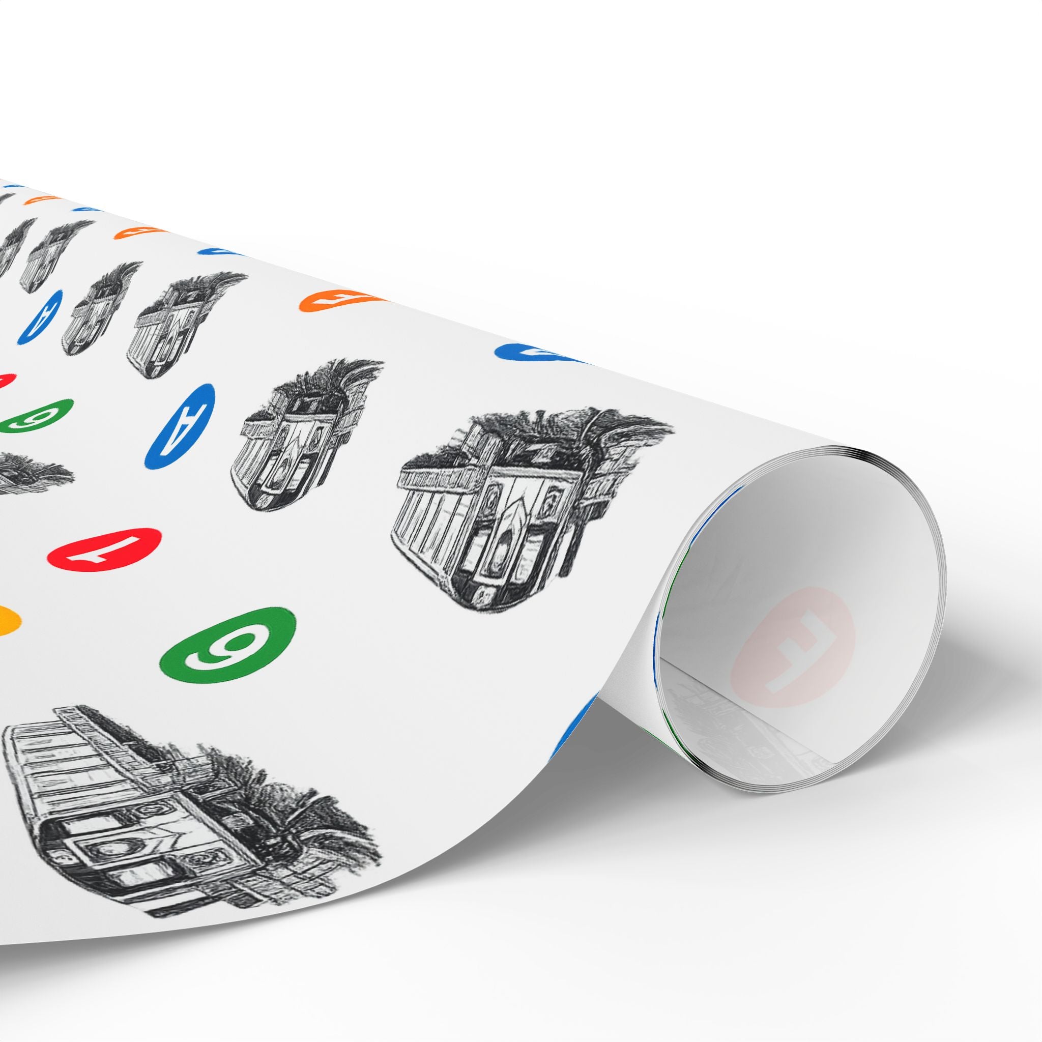 Subway Train & Transit Icons Gift Wrap Papers | NYC Metro Subway Pattern Wrapping Paper