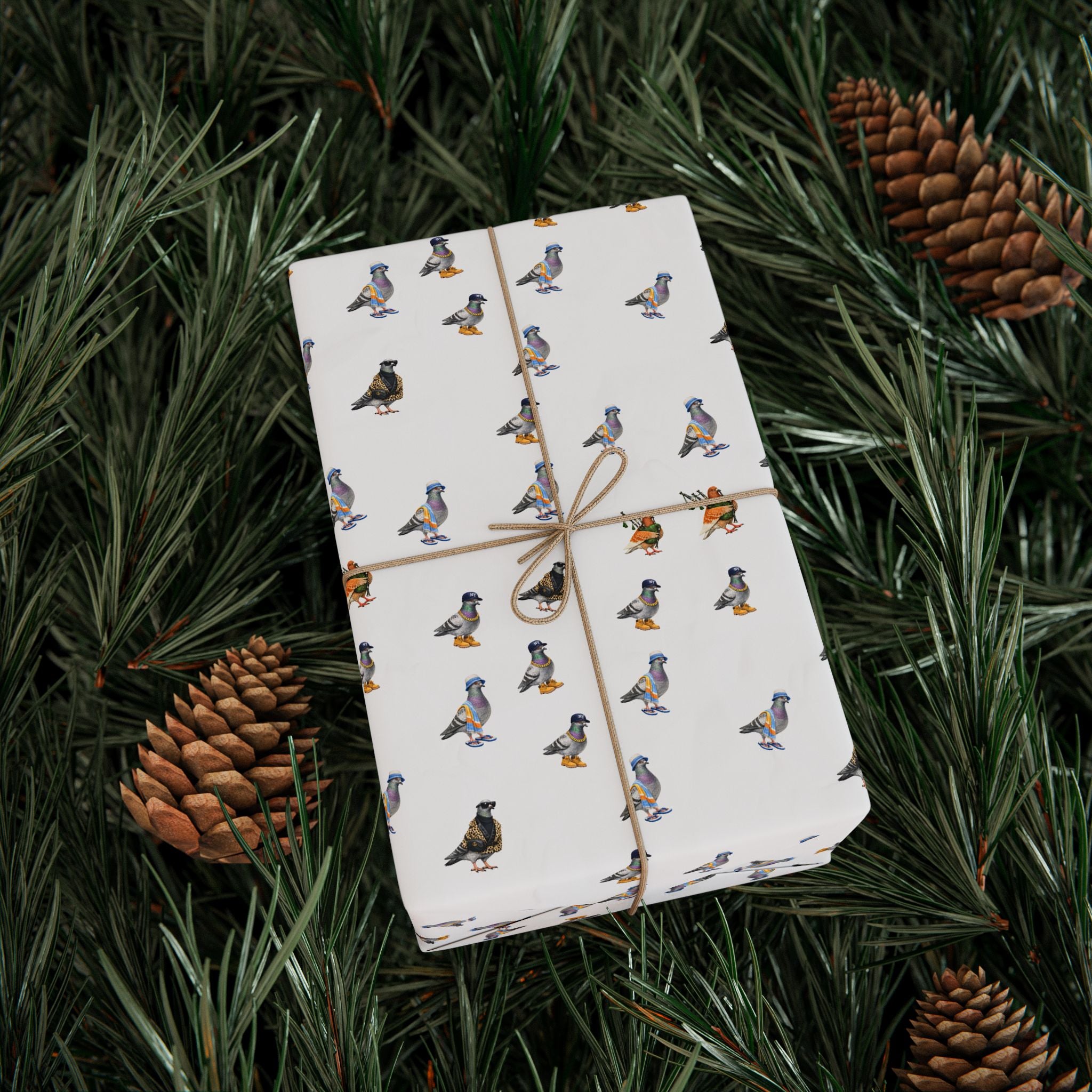 NYC Pigeons Pattern Gift Wrap Paper | Bird Lover Wrapping Paper Roll
