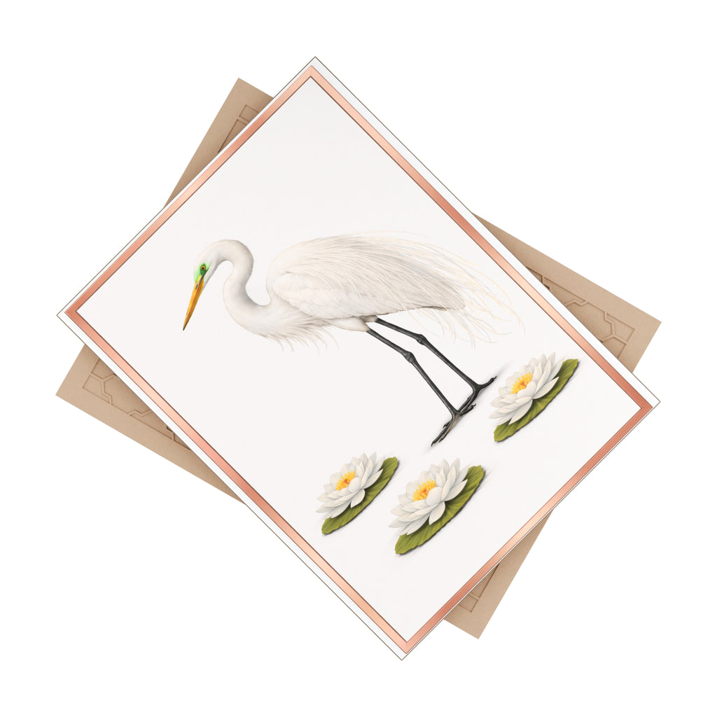Jamaica Bay Great Egret Ceramic Shower Tile - Coastal Ceramic Bath Tile 6" x 8"