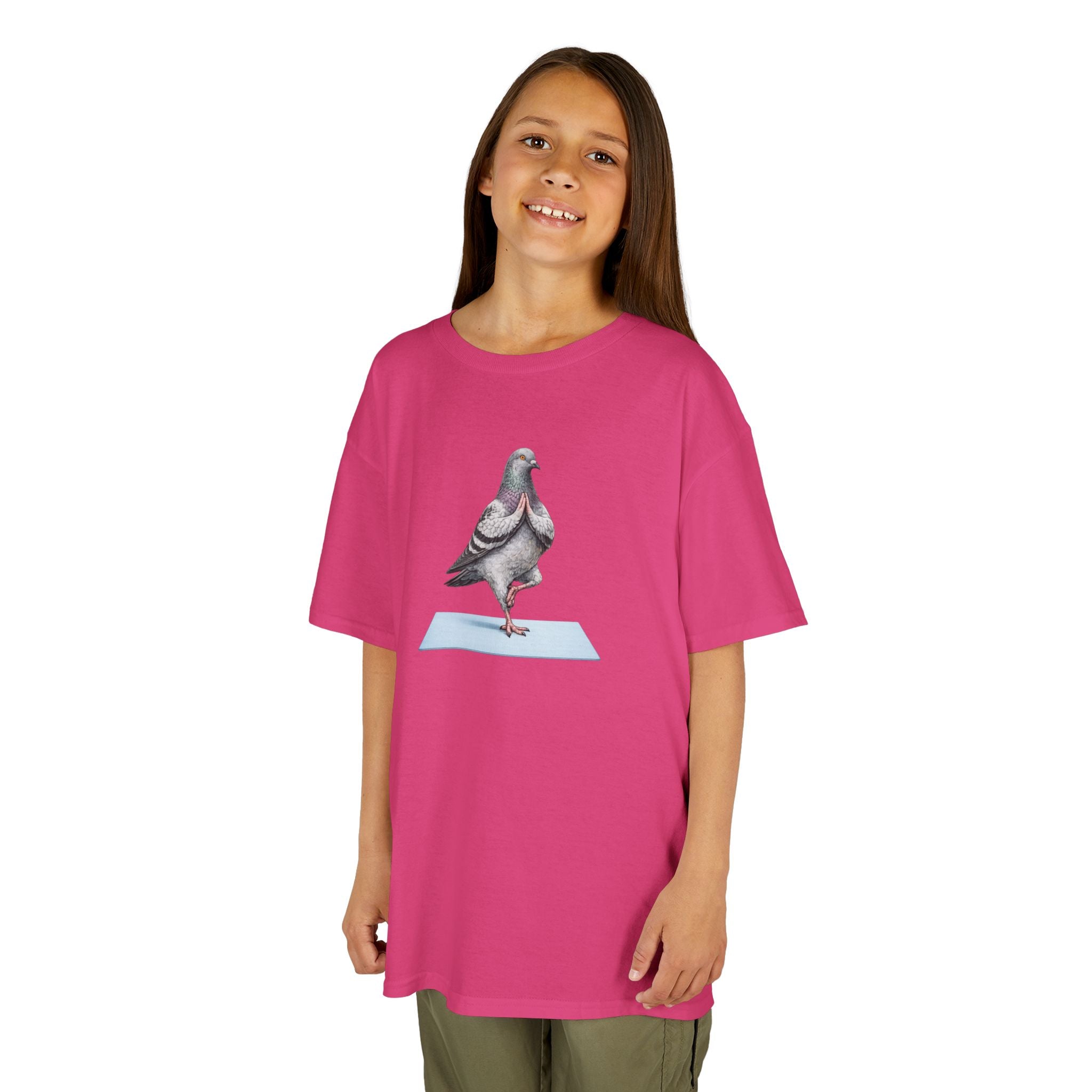 Customizable Central Park NYC Pigeon Kids Yoga Tee — Cute Bird Yoga T-Shirt for Children
