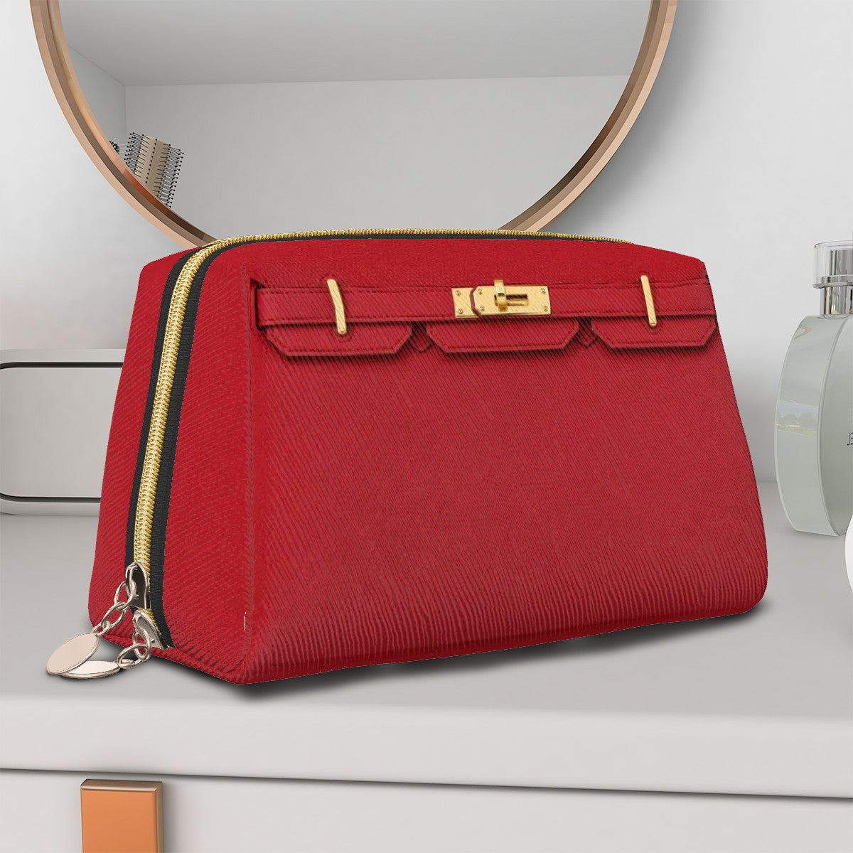 Canal Street Red PVC Leather Makeup Bag