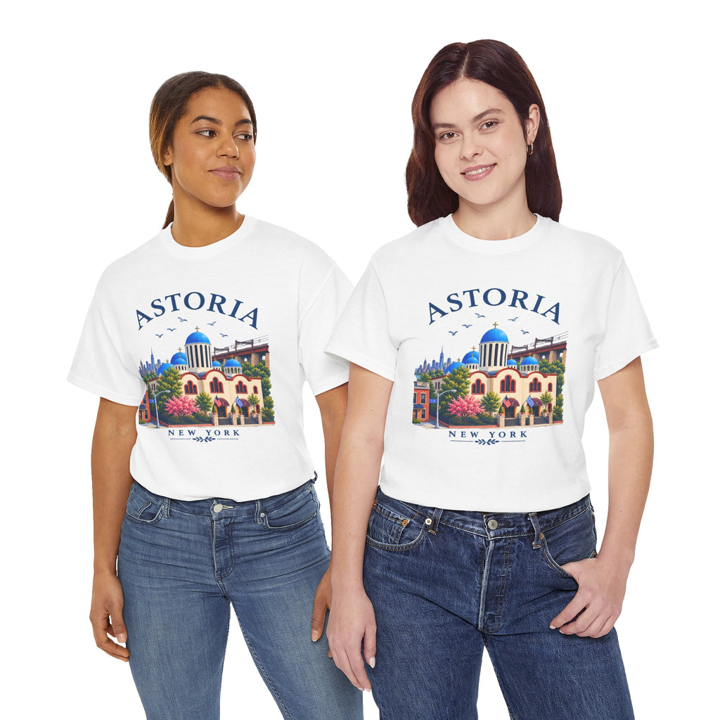Astoria New York Travel T-Shirt   Santorini-inspired Queens Tee