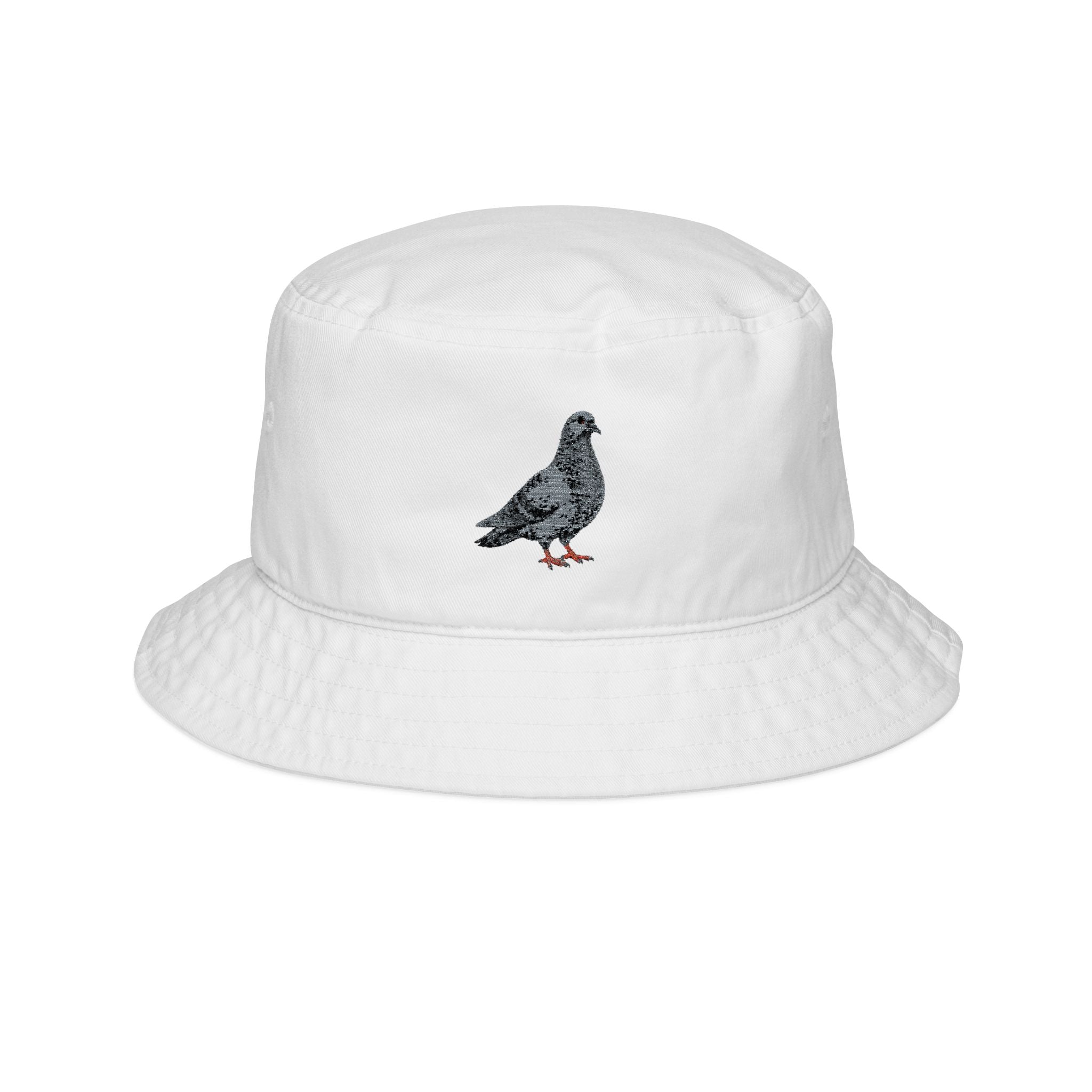 NYC Pigeon Embroidery Bucket Hat | The New Yorker Embroidered Bird Hat