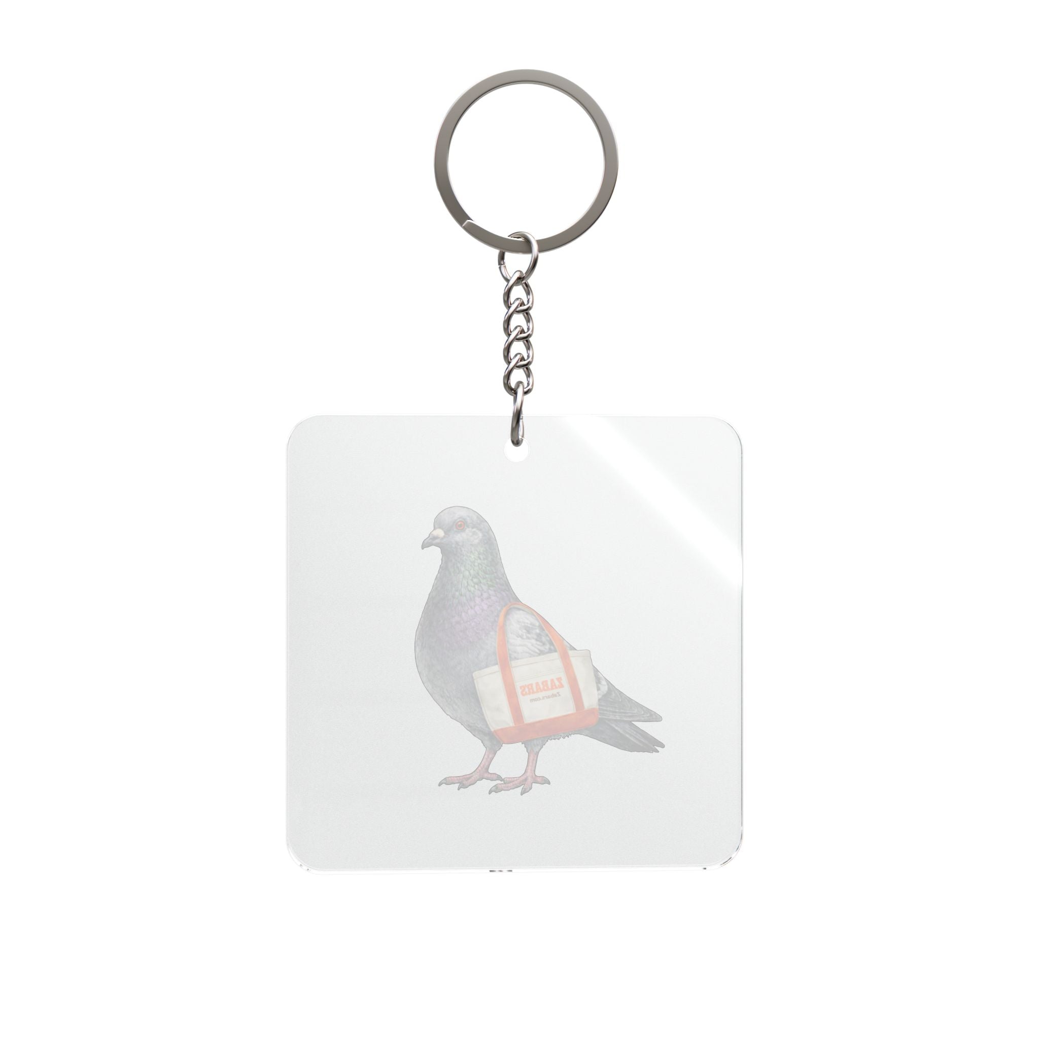 Customizable Upper West Side NYC Pigeon Square Keychain | Manhattan Zabars Tote Bird Lovers Keyring Gift