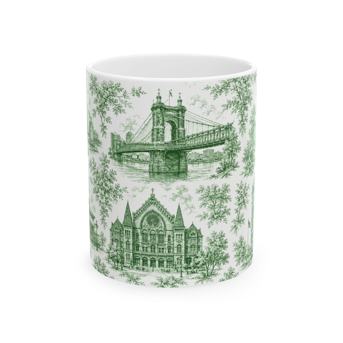 Cincinnati Blue Toile de Jouy Ceramic Mug — Coffee mug 11oz