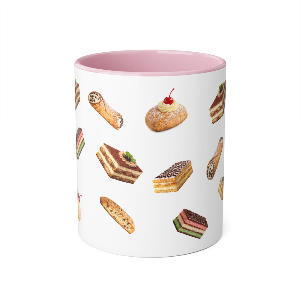 NYC Italian Bakery Pattern Mug | Cannoli Rainbow Cookie Zeppoli Tiramisu Biscotti Napoleon 11oz Ceramic Coffee Cup