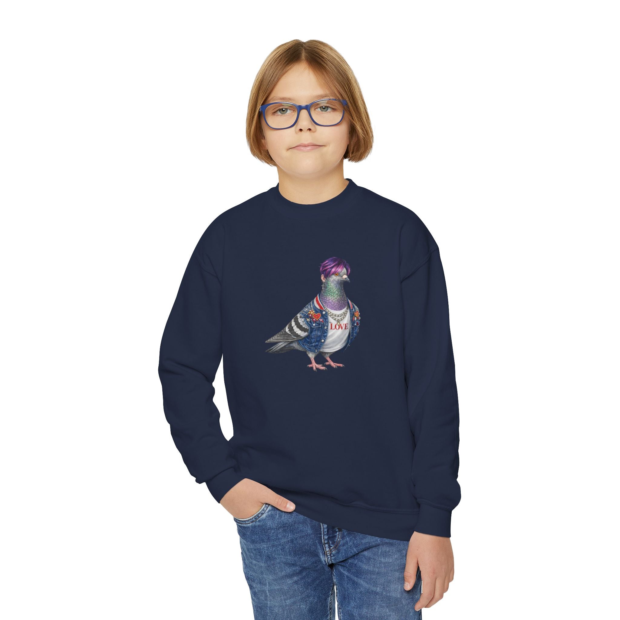 Sudadera de cuello redondo para niños con paloma de Koreatown, Nueva York, personalizable, para niños, suéter de pájaro para amantes de KPop de Nueva York