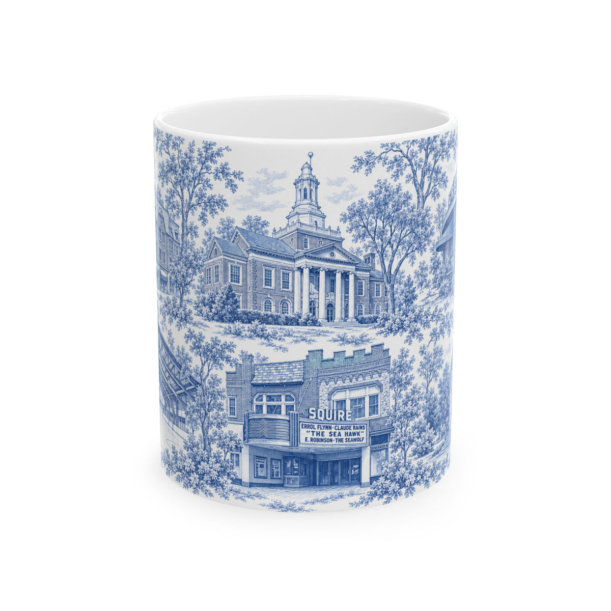 Great Neck Blue Toile de Jouy 11oz Ceramic Mug