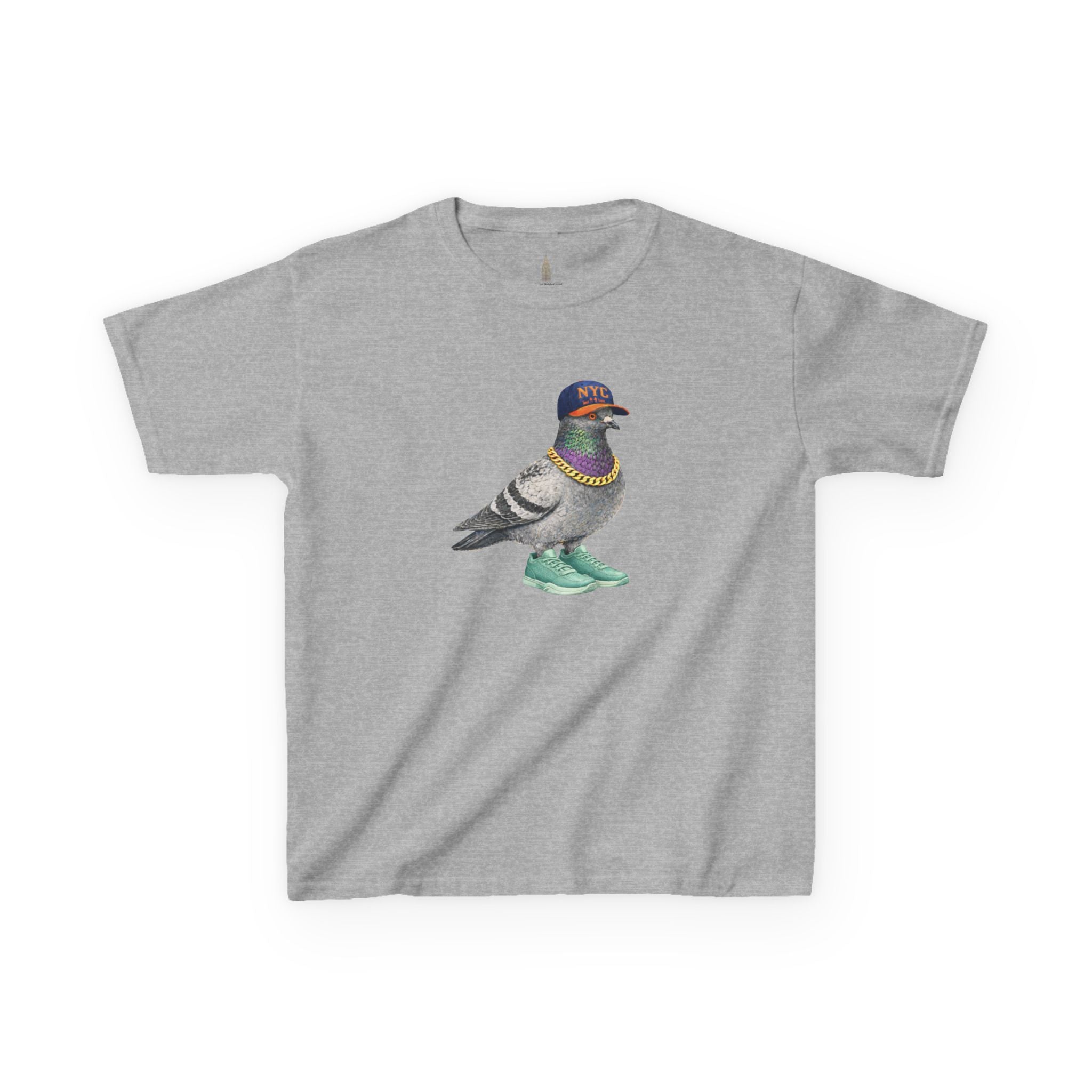 Customizable Manhattan NYC Pigeon Kid Tee —  Cute Basketball Fan Bird T-Shirt for Children
