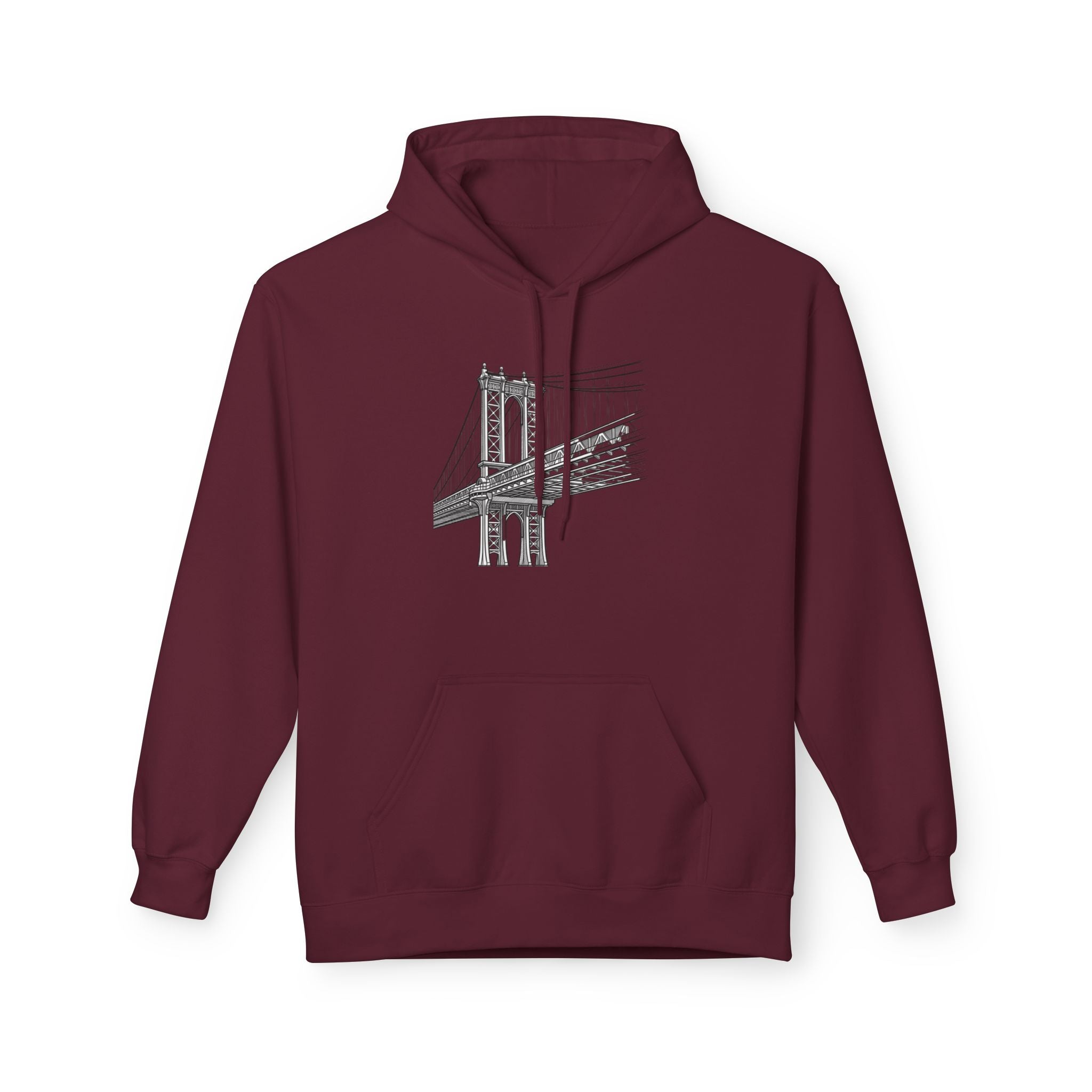 Manhattan Bridge Sketch Hoodie — New York City Pullover Hooded Sweatshirt