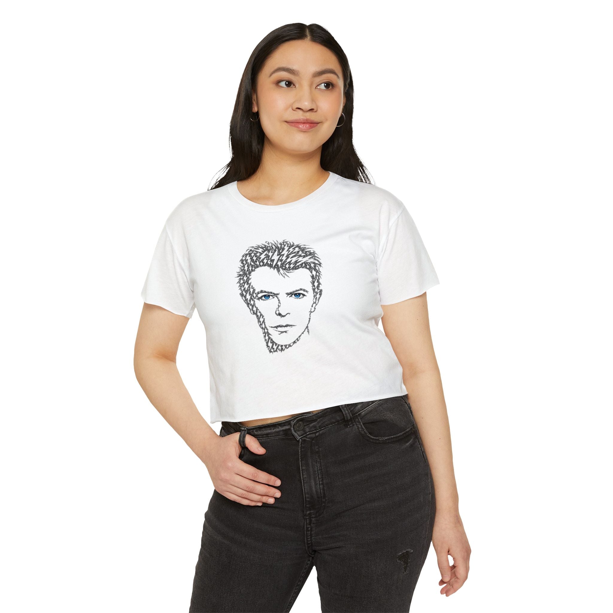 Lightning Bolt David Bowie Crop Top T-shirt   Music Tee