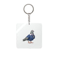 Customizable Upper East Side NYC Pigeon Square Keychain | Manhattan Preppy Polo Bird Lovers Keyring Gift