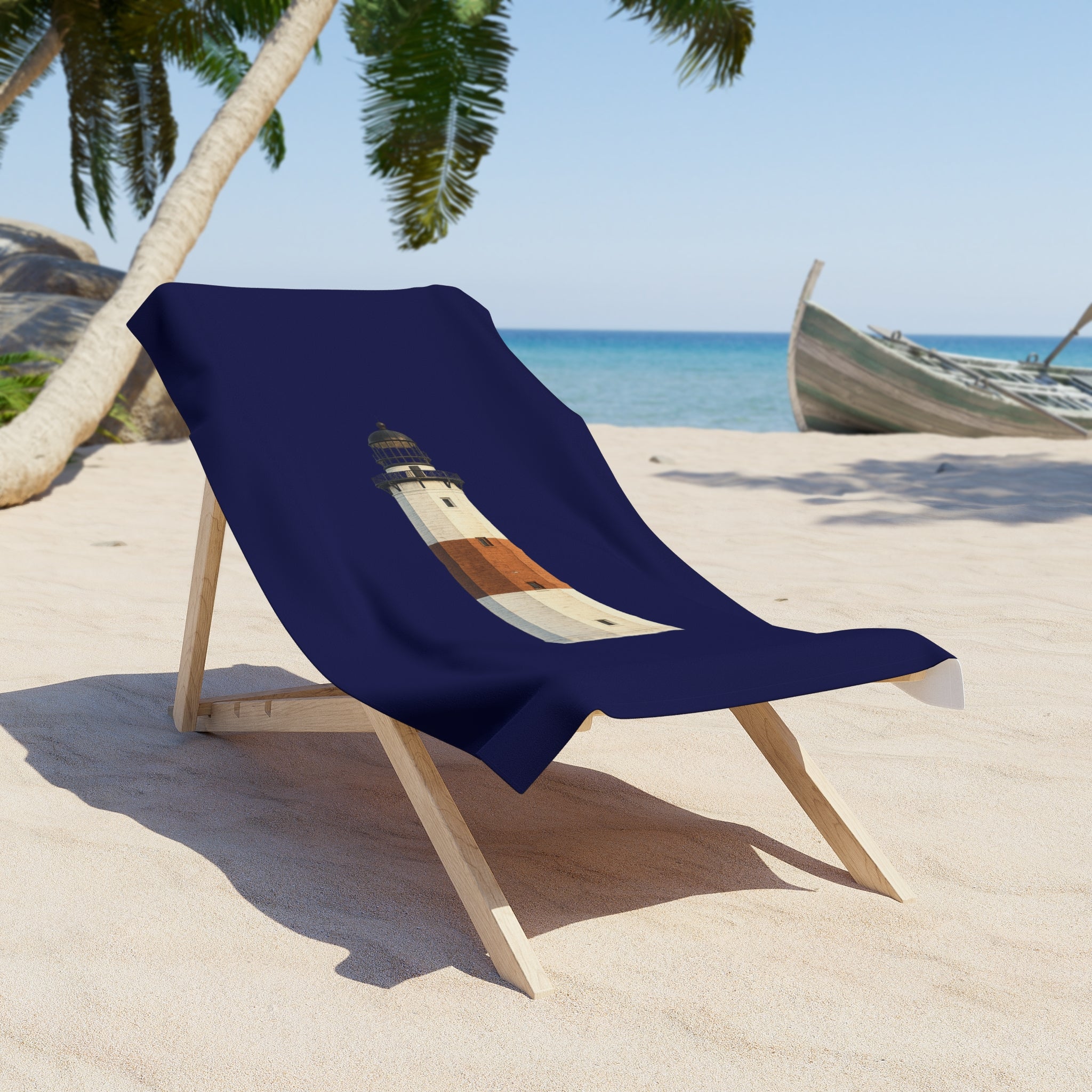 Toalla de playa del faro de Montauk | Diseño veraniego de East Hampton junto al mar