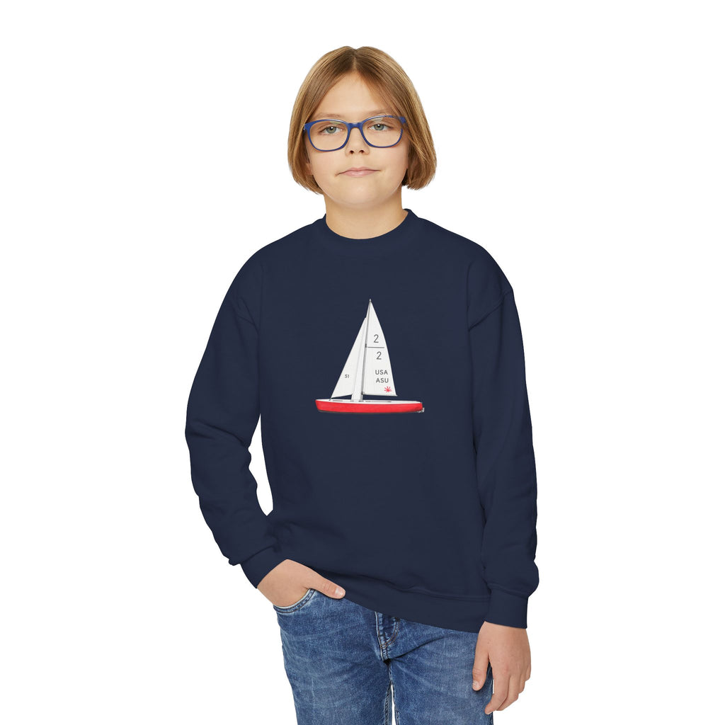 Central Park Model Sailboat NYC Kids Sweatshirt —  New York Sailboat Graphic Childrens Sweater