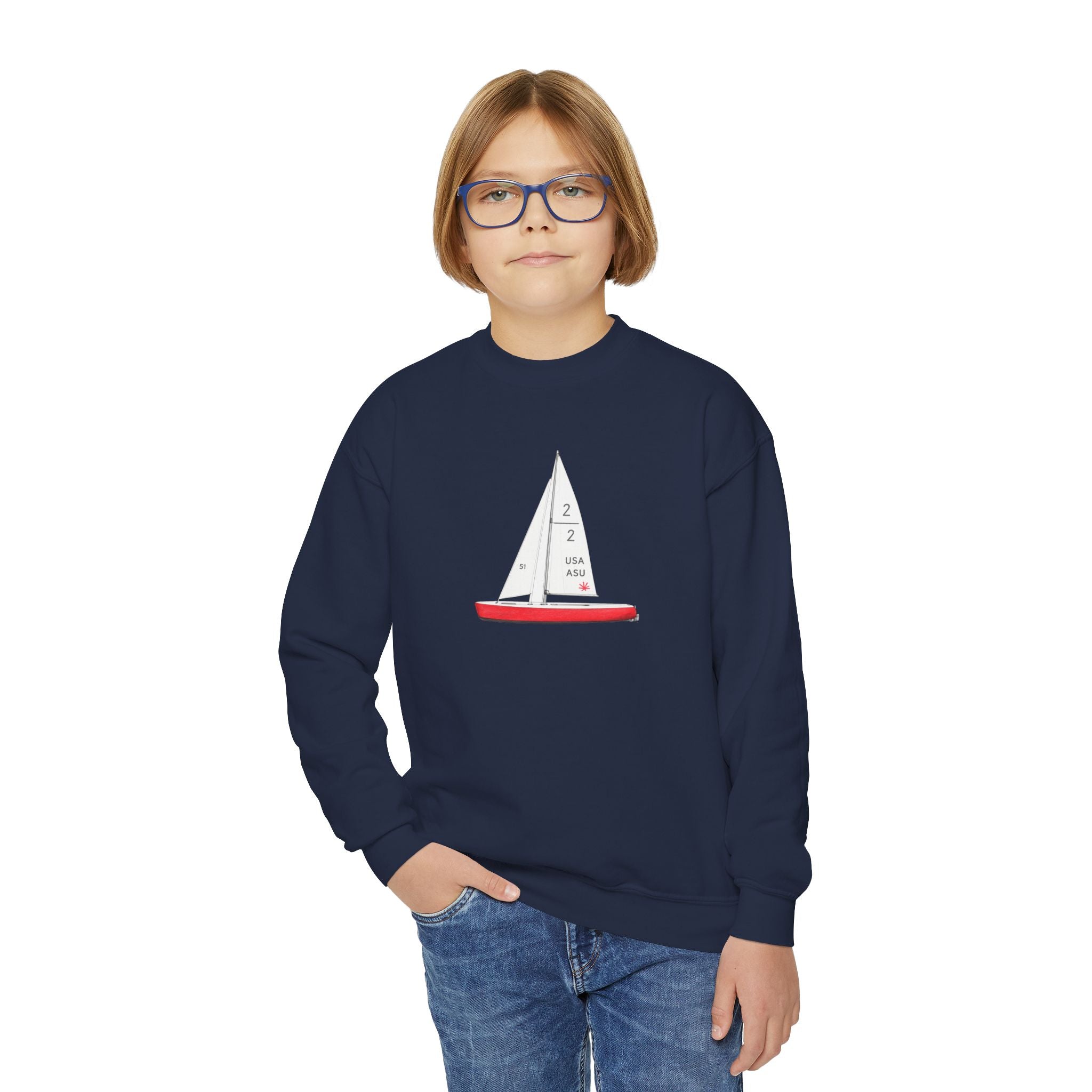Central Park Model Sailboat NYC Kids Sweatshirt —  New York Sailboat Graphic Childrens Sweater