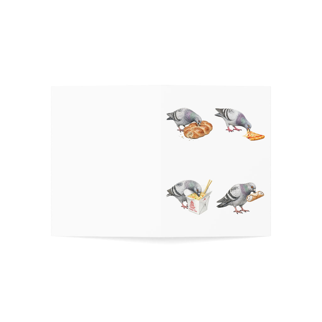 Foodie NYC Pigeon 4.6” x 6.25” Greeting Cards | Pack of 10 Dinner Party Bird Lover Food Card Pack