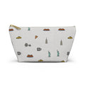 Icons of New York City Heather Gray Accessory Pouch — T-Bottom Makeup Bag with Statue of Liberty, Taxi & Pizza Pattern