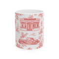Sag Harbor Red Toile de Jouy Mug | Hamptons Chinoiserie Ceramic Coffee Cup