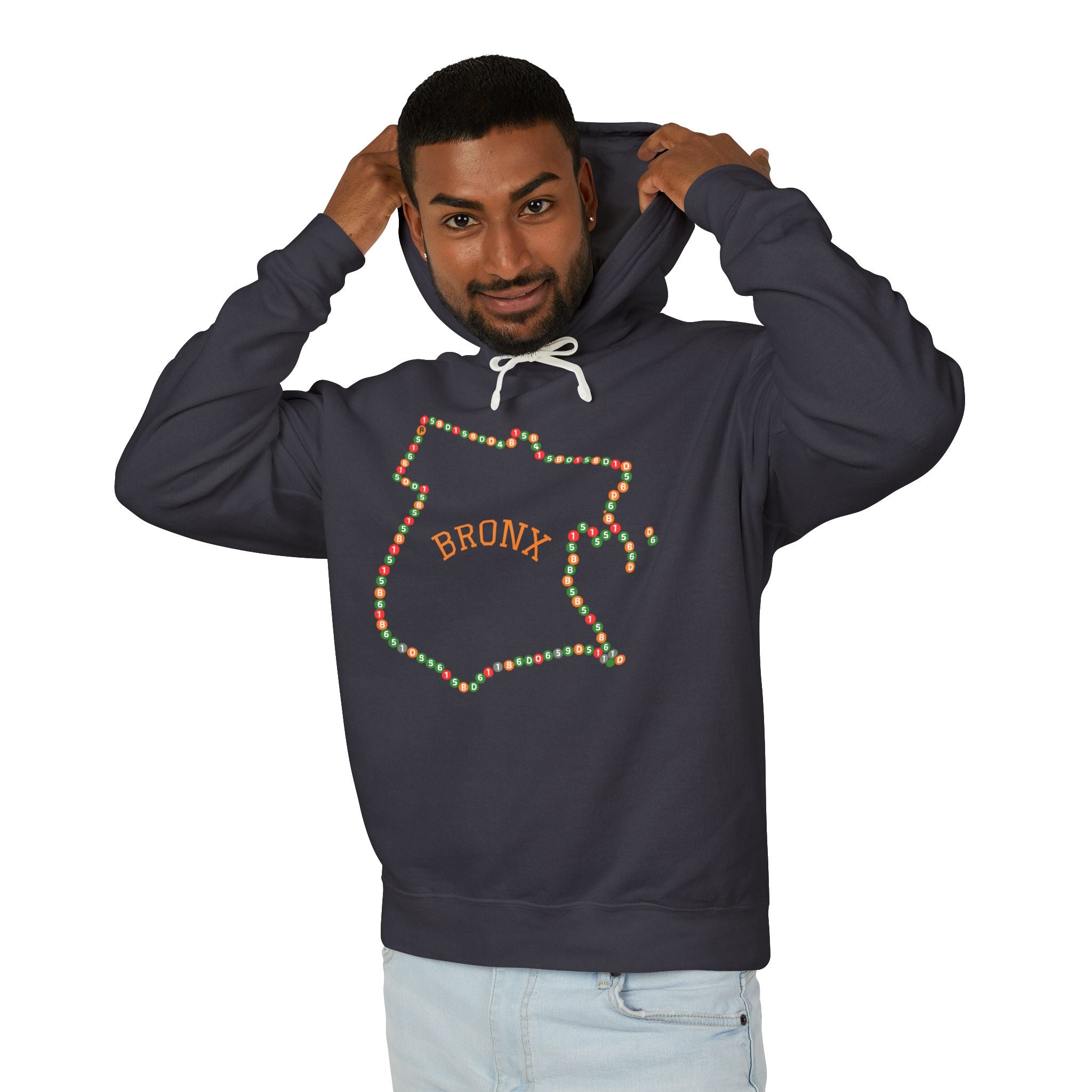 The Bronx Map Subway  Hoodie | New York Borough Outline Hooded Sweatshirt