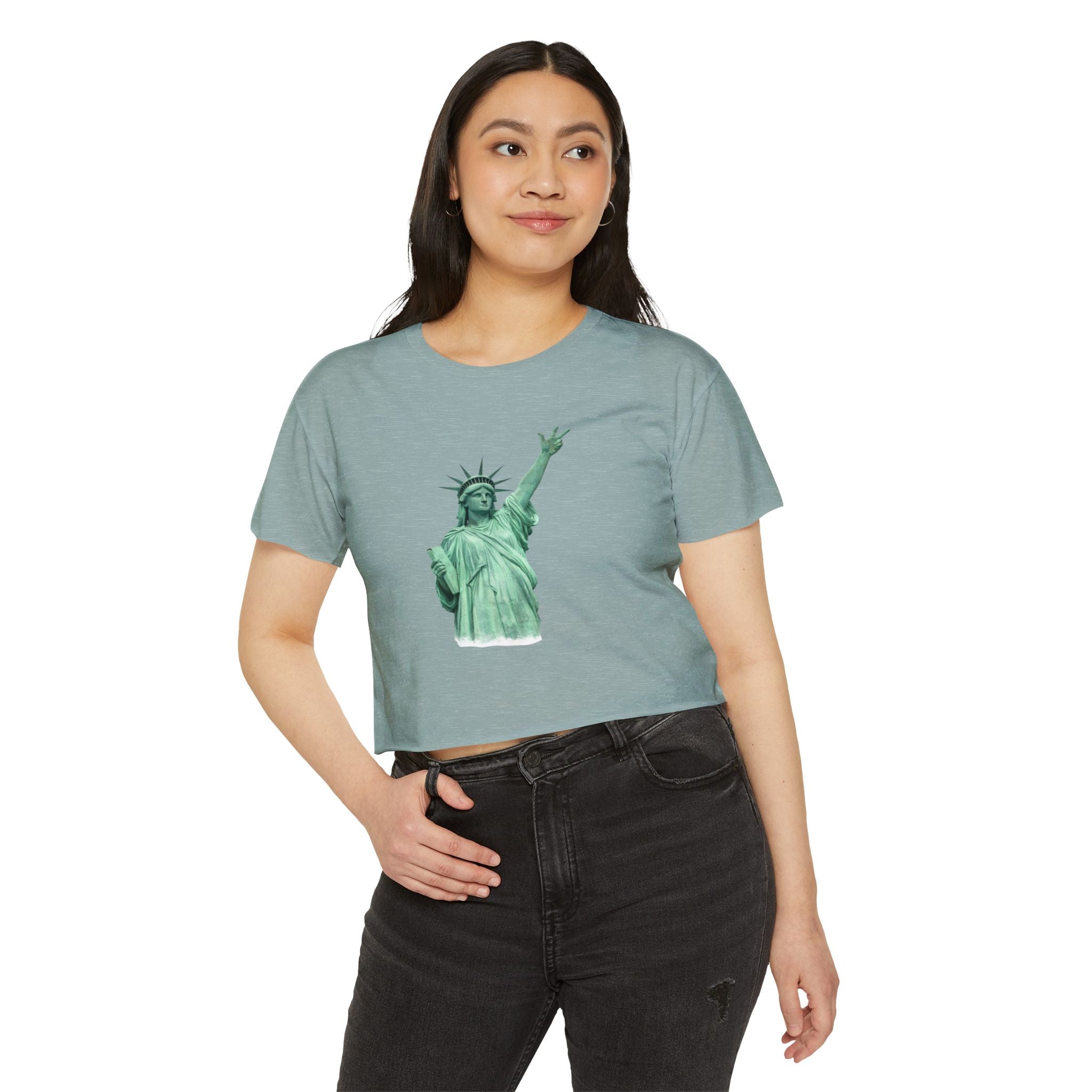 Statue of Liberty Three Points Crop Top Tee | New York Basketball Jalen Brunson T-shirt