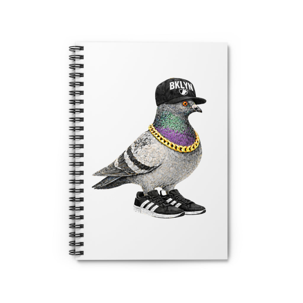 Customizable Brooklyn NYC Pigeon Spiral Journal | New York Basketball Bird Lovers Notebook