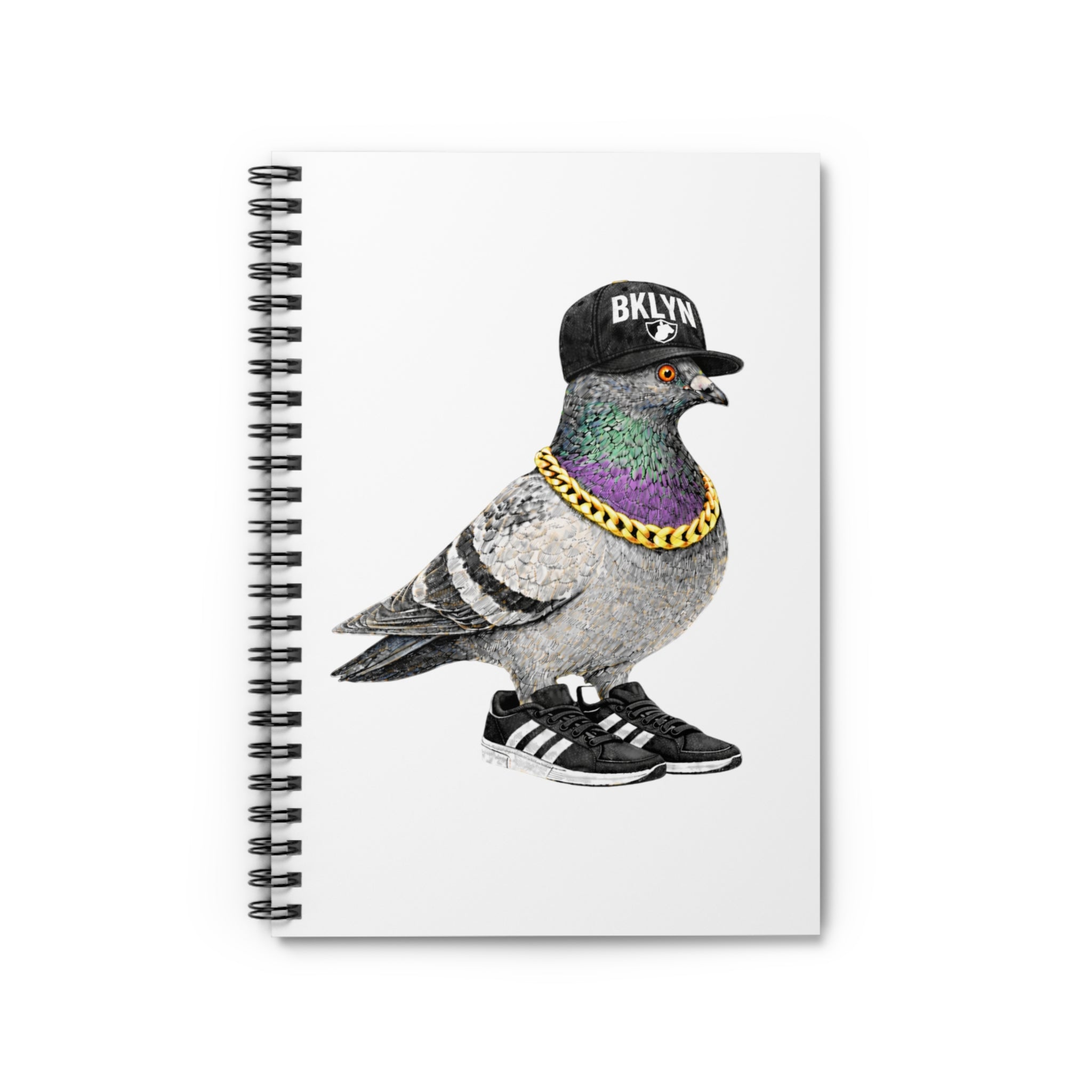 Customizable Brooklyn NYC Pigeon Spiral Journal | New York Basketball Bird Lovers Notebook