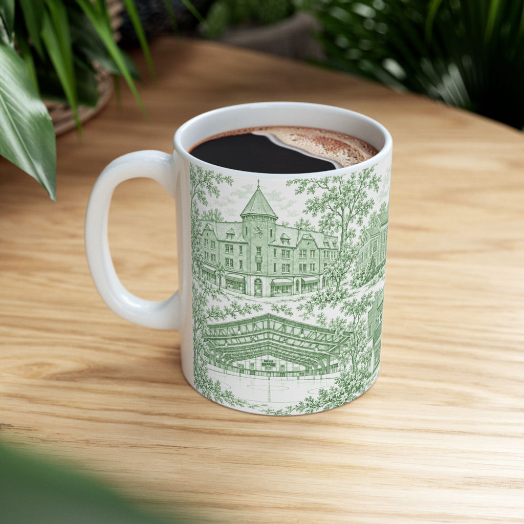 Great Neck Green Toile de Jouy 11oz Ceramic Mug