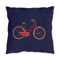 Red Bicycle Navy Outdoor Pillow  – Cozy Hamptons Patio Throw Cushion