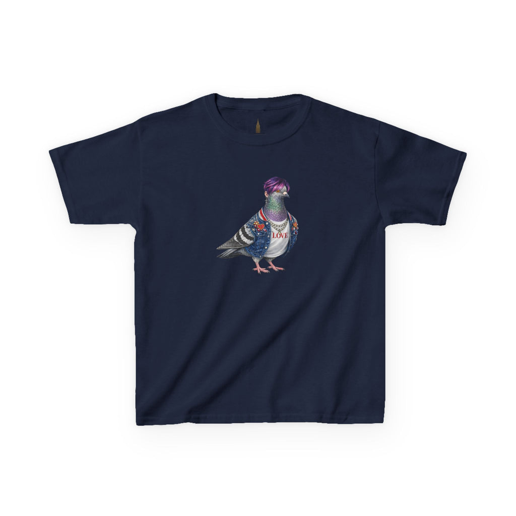 Customizable Koreatown NYC Pigeon Kids KPop Tee — Cute Bird K-Pop T-Shirt for Children