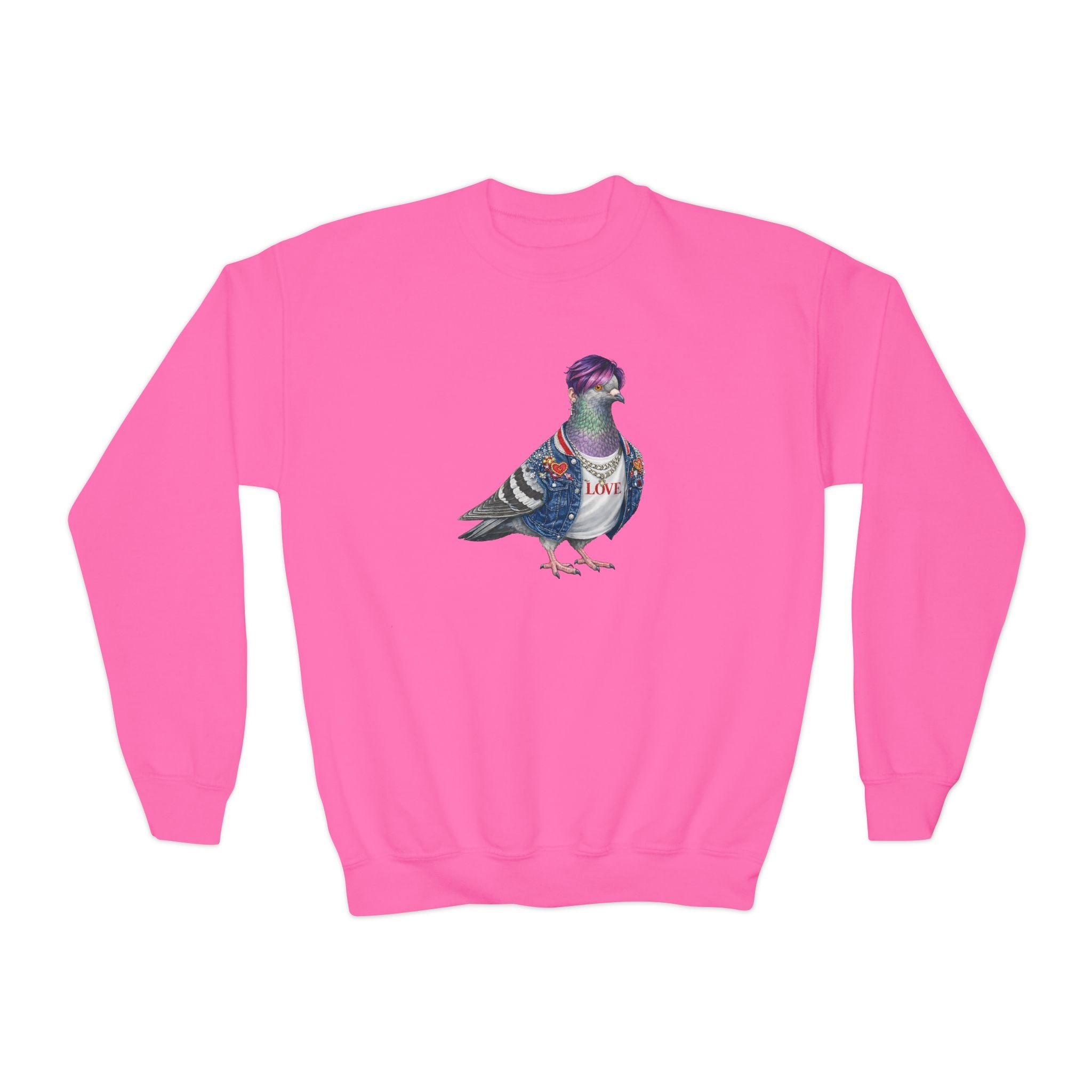 Customizable Koreatown NYC Pigeon NYC Kids Crewneck Sweatshirt    New York KPop Star Bird Lover Childrens Sweater