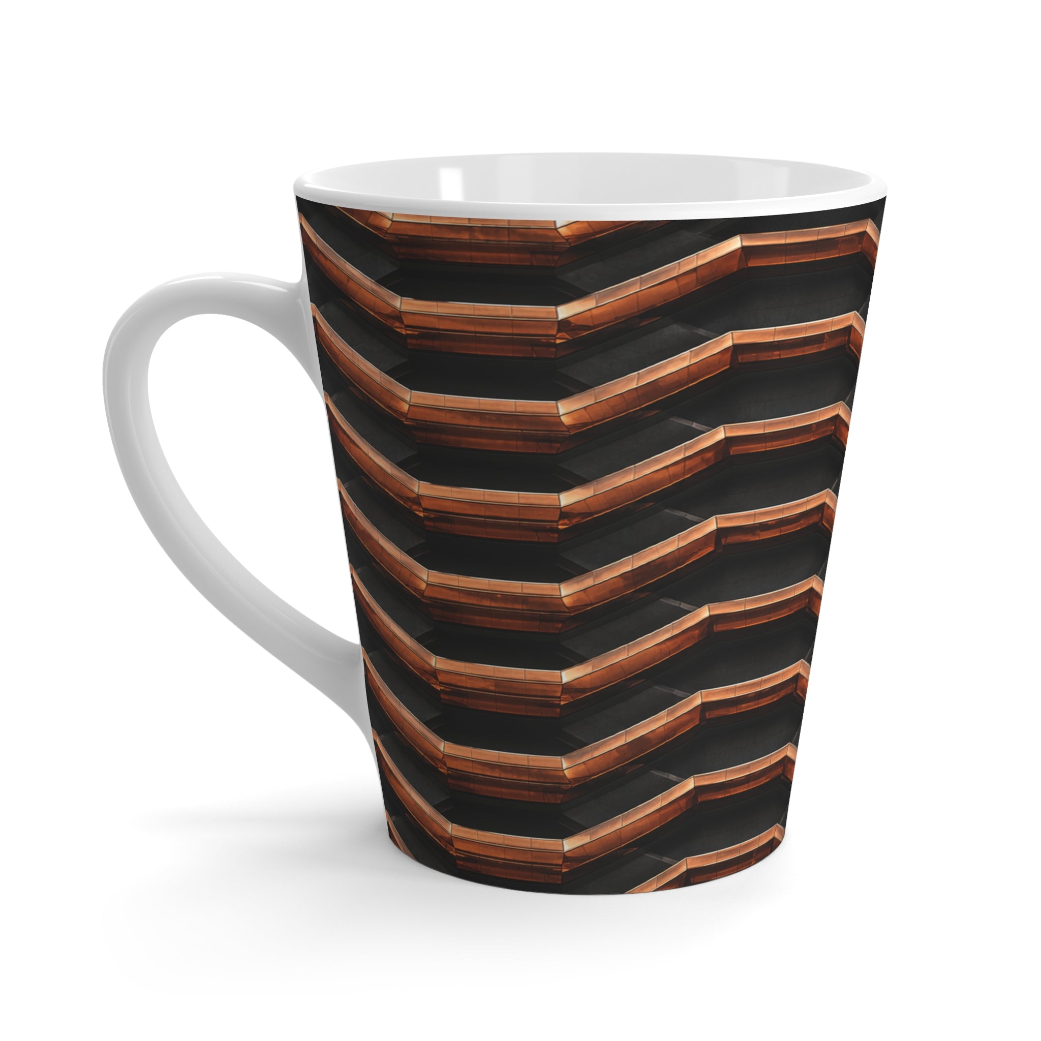 Tea Vessel — Modern Copper Chevron Pattern Ceramic Tea Cup