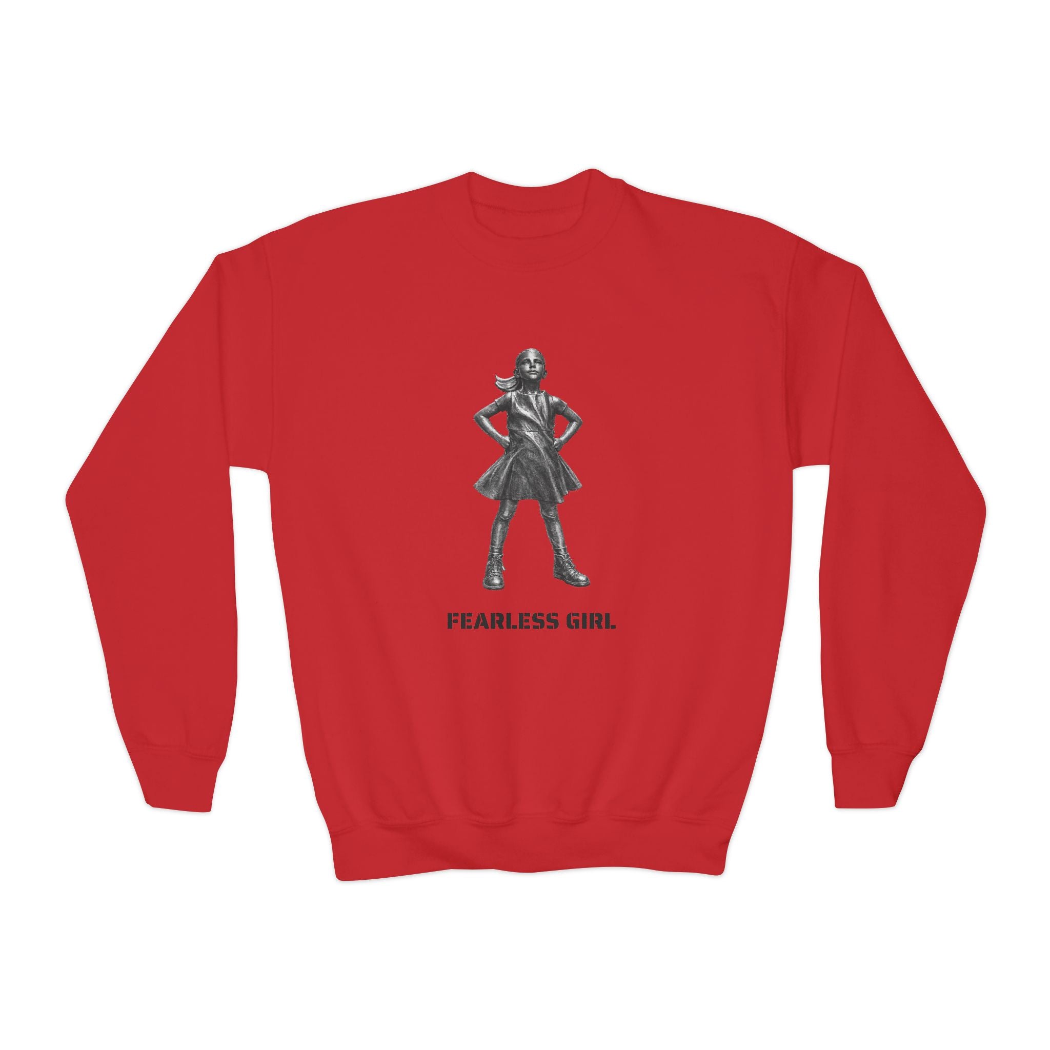 Fearless Girl NYC Kids Sweatshirt | Feminist Girl Power Stance New York Childrens Crewneck Sweater