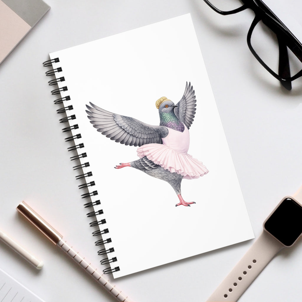 Customizable Lincoln Square NYC Pigeon Spiral Journal | Bunhead Ballerina Bird Lovers Notebook