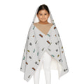 Icons of New York City Heather Gray Hooded Kids Towel — Statue of Liberty, Pizza & Skyline Childrens Towel
