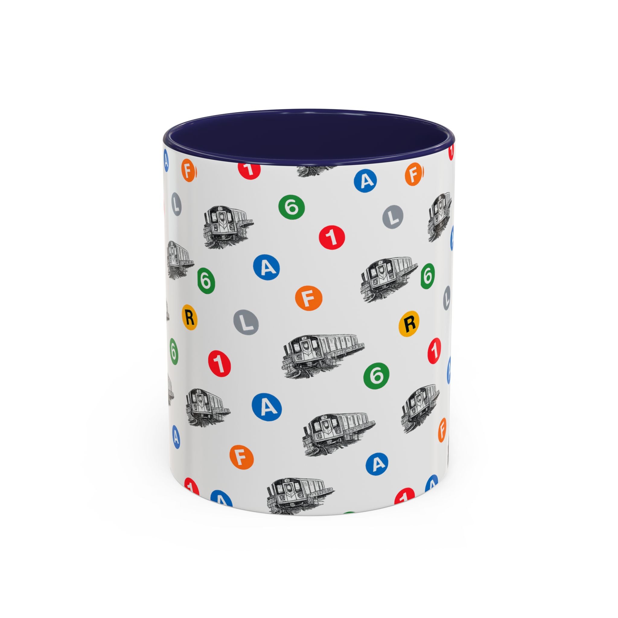 New York Subway Train Transit Icons Mug | NYC Metro Subway Pattern Accent Coffee Tea Mug 11oz