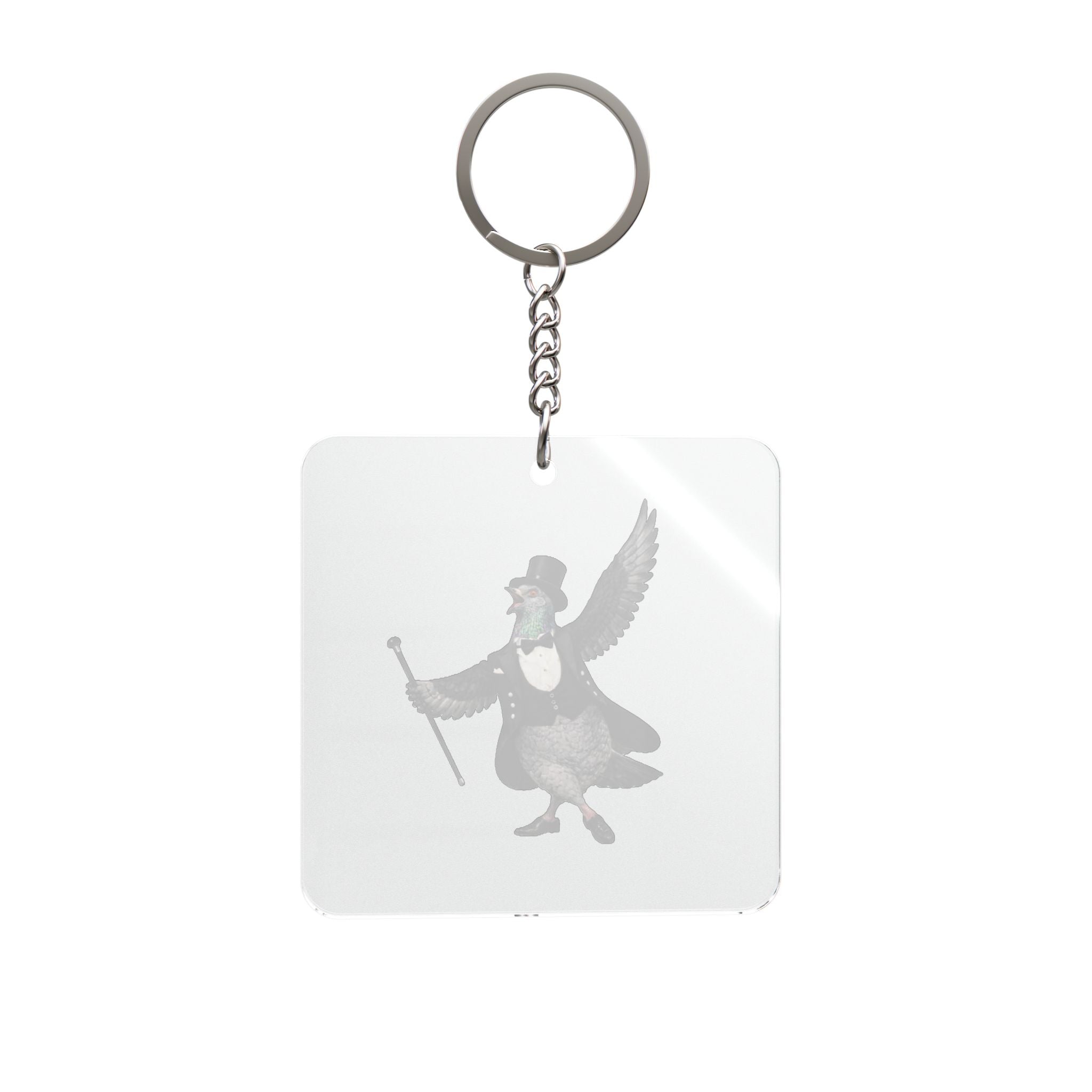Customizable Broadway NYC Pigeon Square Keychain | Cabaret Musical Theater Bird Lovers Keyring Gift