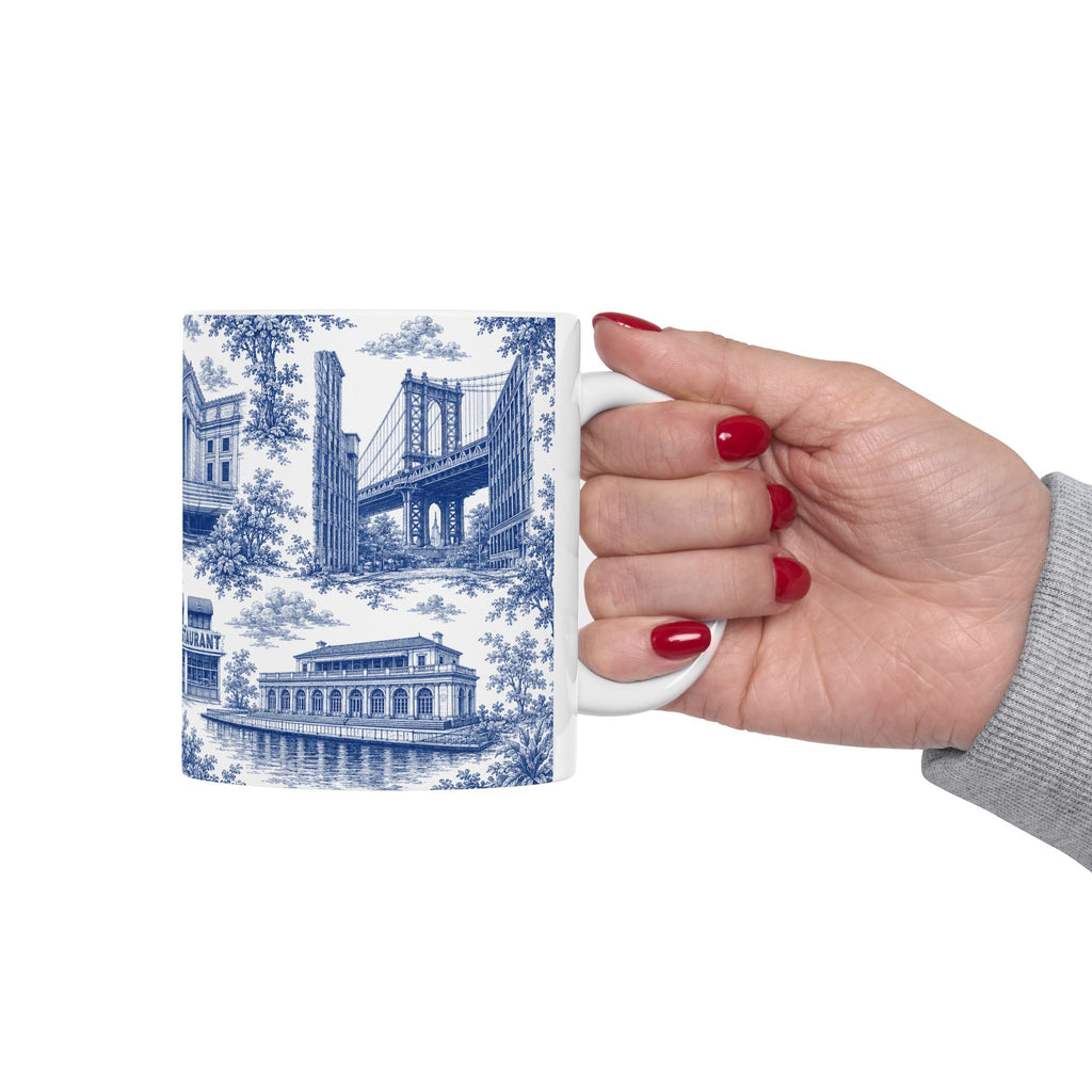 Brooklyn Blue Toile de Jouy Mug | NYC Chinoserie Ceramic Mug