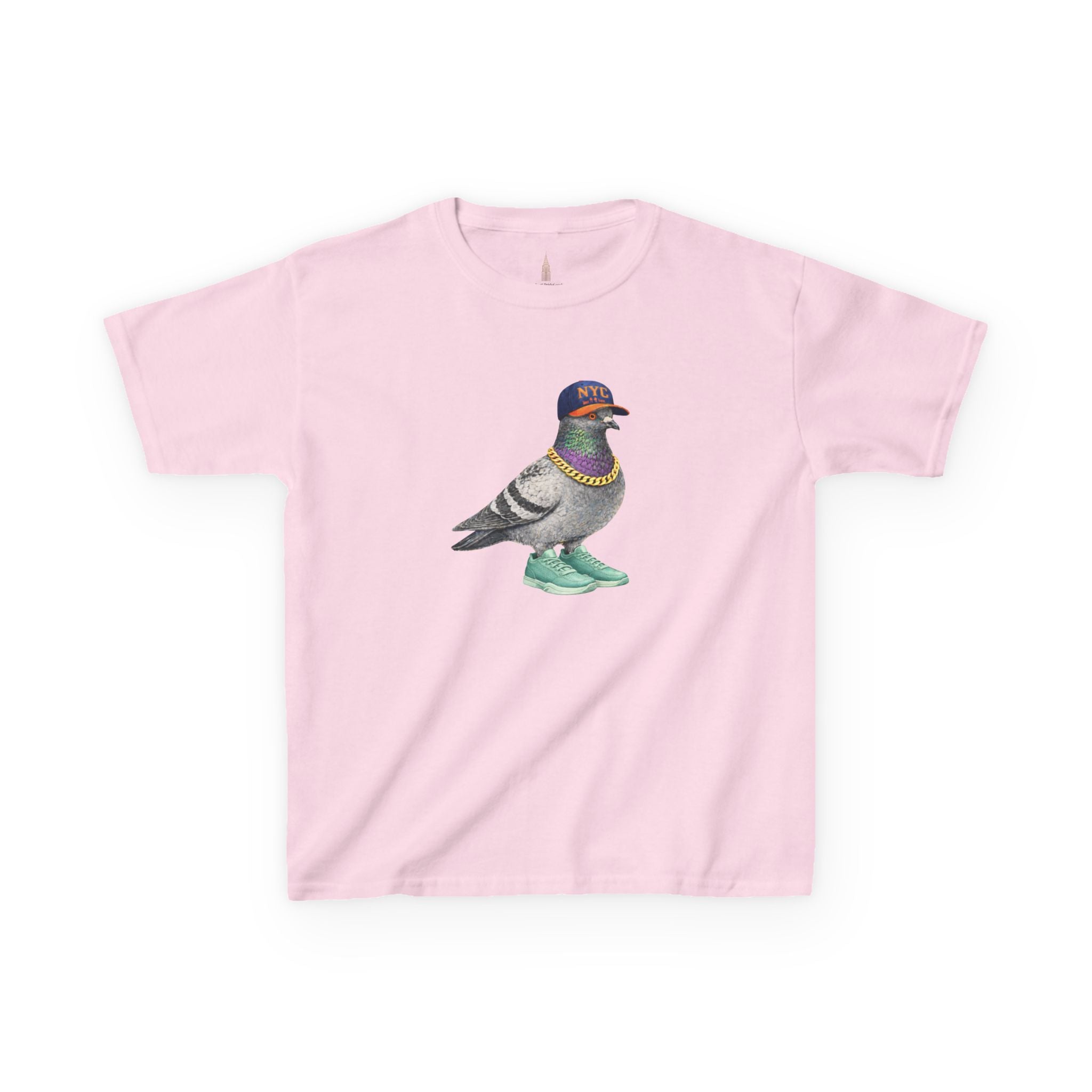 Customizable Manhattan NYC Pigeon Kid Tee —  Cute Basketball Fan Bird T-Shirt for Children
