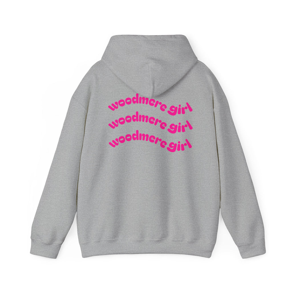 Woodmere Girl Hoodie – Retro Pink Wave Back Print Hooded Sweatshirt