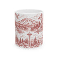 Seattle Red Toile de Jouy Ceramic Mug — Seatlle Washington and Surroundings Coffee Cup (11oz)