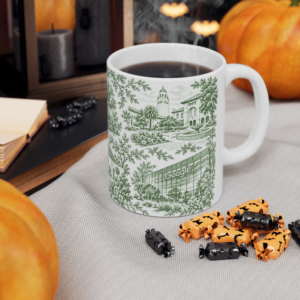 Silicon Valley Green Toile de Jouy 11oz Ceramic Mug